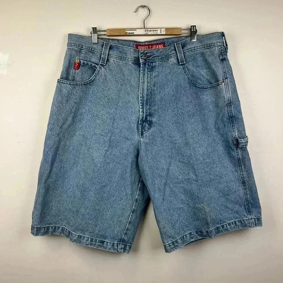 Vintage Guess Denim Cargo Shorts Size 32 - Picture 2 of 8